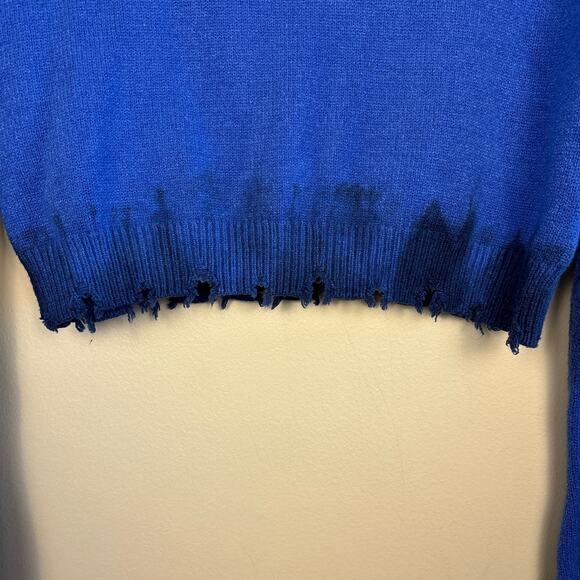 SUPERDOWN Womens Narelle Crop Sweater Size Large Blue Tie Dye Distressed Knit‎ - Picture 7 of 13